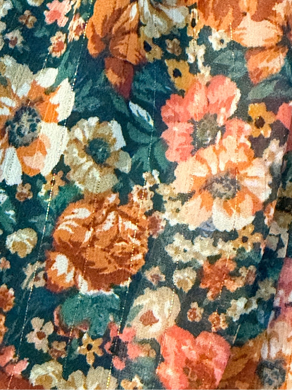Sadie & Sage Earthy Floral Lame Stripe Button Down LongSleeve Bodysuit Blouse XS - Picture 10 of 12